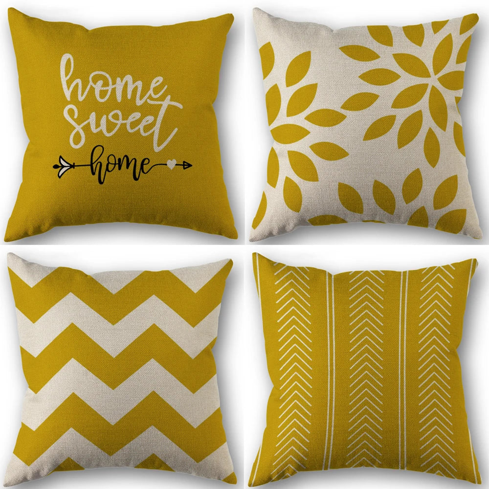 4Pcs Linen Square Cushion Cover,Single-Sided Printed Pillowcase ,Home Decor ,Room Decor,Living Decor,Bedroom Decor