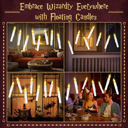 Floating Candles with Magic Wand – 12Pcs Flameless Hanging Candles