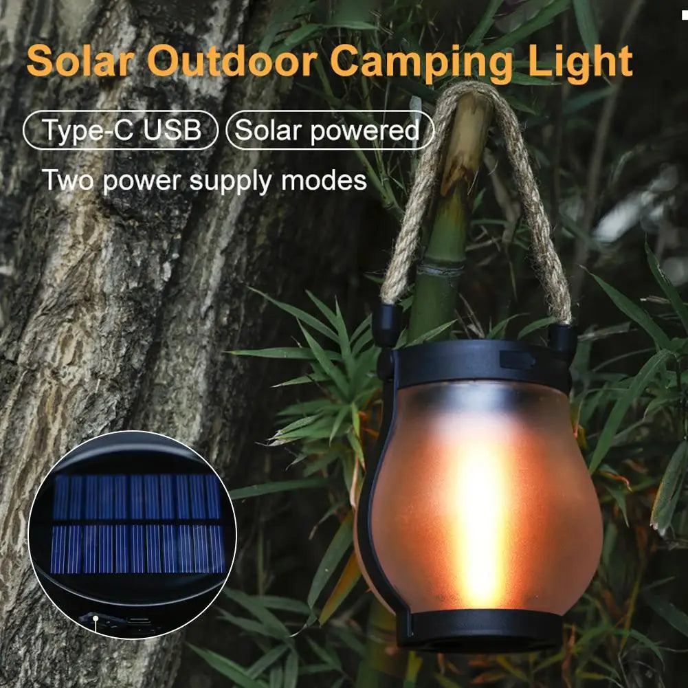 Solar Flame Lantern – Rechargeable Flickering Hanging Light for Cozy Garden & Patio Decor