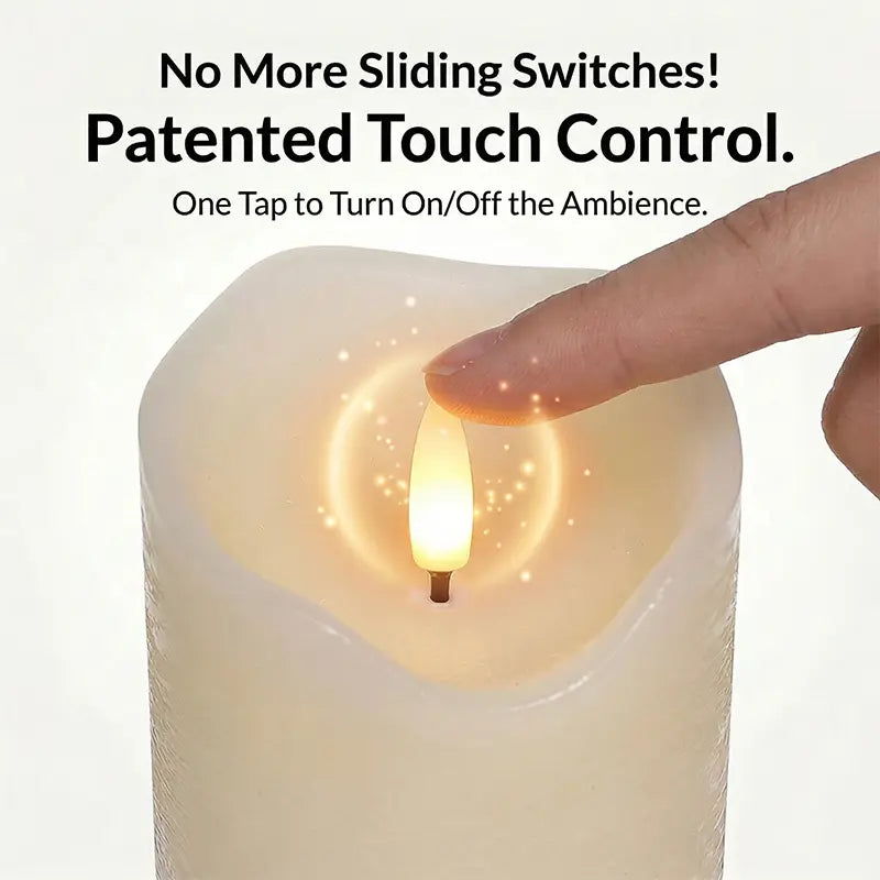 Wonder Fonder Smart Touch Flameless Candles Set of 3 (Ivory, 3"X 4" 5" 6") | Real Wax LED Pillar Candles W/ 6H Timer & 960+ Hr Battery Safe Aesthetic Room Decor, Table Centerpiece, Party & Valentine'S Ambient Decoration Lamp Ambient Night Lamp Lights