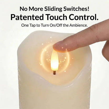 Wonder Fonder Smart Touch Flameless Candles Set of 3 (Ivory, 3"X 4" 5" 6") | Real Wax LED Pillar Candles W/ 6H Timer & 960+ Hr Battery Safe Aesthetic Room Decor, Table Centerpiece, Party & Valentine'S Ambient Decoration Lamp Ambient Night Lamp Lights