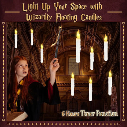 Floating Candles with Magic Wand – 12Pcs Flameless Hanging Candles