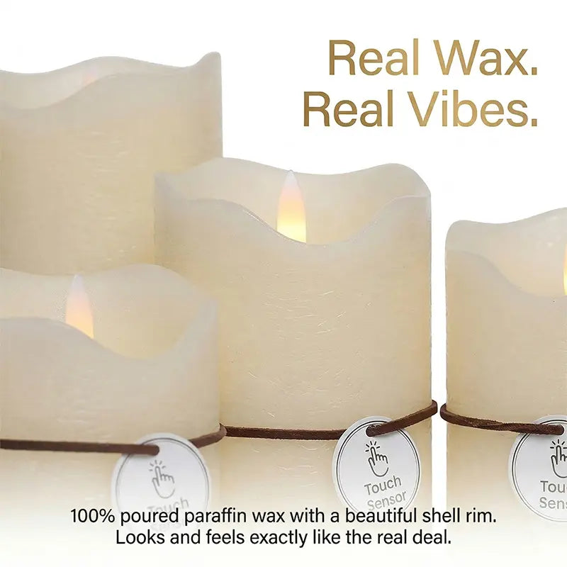 Wonder Fonder Smart Touch Flameless Candles Set of 3 (Ivory, 3"X 4" 5" 6") | Real Wax LED Pillar Candles W/ 6H Timer & 960+ Hr Battery Safe Aesthetic Room Decor, Table Centerpiece, Party & Valentine'S Ambient Decoration Lamp Ambient Night Lamp Lights