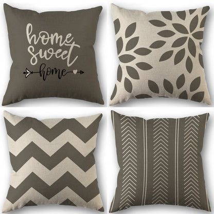 4Pcs Linen Square Cushion Cover,Single-Sided Printed Pillowcase ,Home Decor ,Room Decor,Living Decor,Bedroom Decor