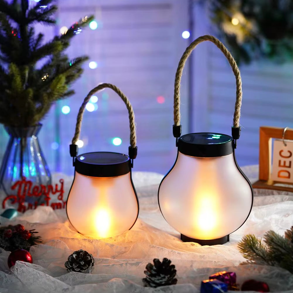 Solar Flame Lantern – Rechargeable Flickering Hanging Light for Cozy Garden & Patio Decor