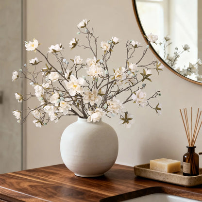 Ivydale 3PCS Artificial Magnolia Flowers Stems for Spring Decoration, Faux Champagne Magnolia Branches with Buds, 34.5" Long Stems Floral Arrangement for Vase Pot Table Centerpiece Indoor Decor