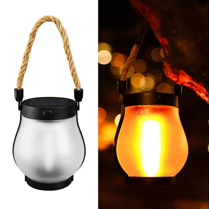 Solar Flame Lantern – Rechargeable Flickering Hanging Light for Cozy Garden & Patio Decor