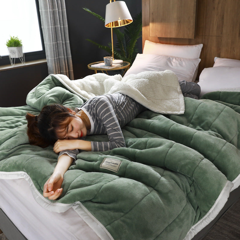 Fleece Blankets and Throws Thick Warm Winter Blankets Home Super Soft Duvet Luxury Solid Blankets on Twin Bedding