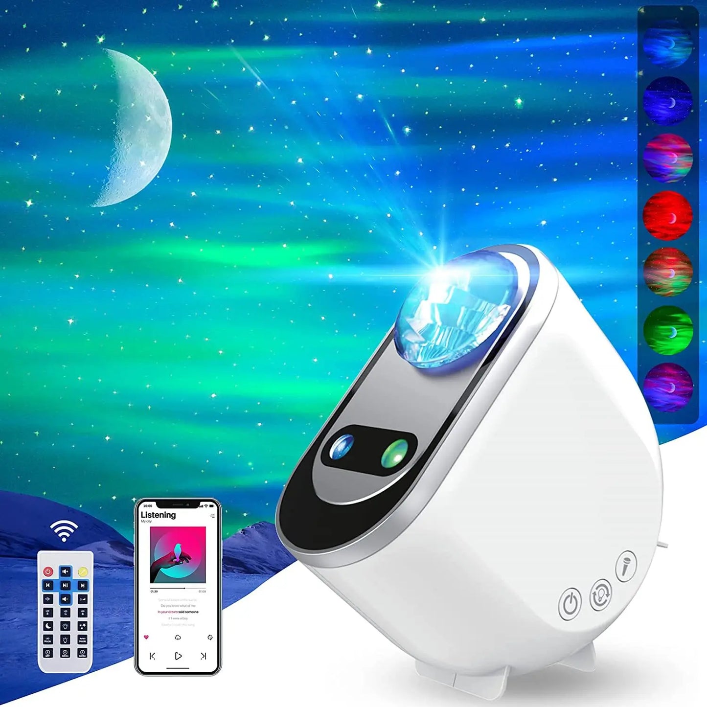 Aurora Borealis Galaxy Projector – LED Star Night Light with Bluetooth & Remote