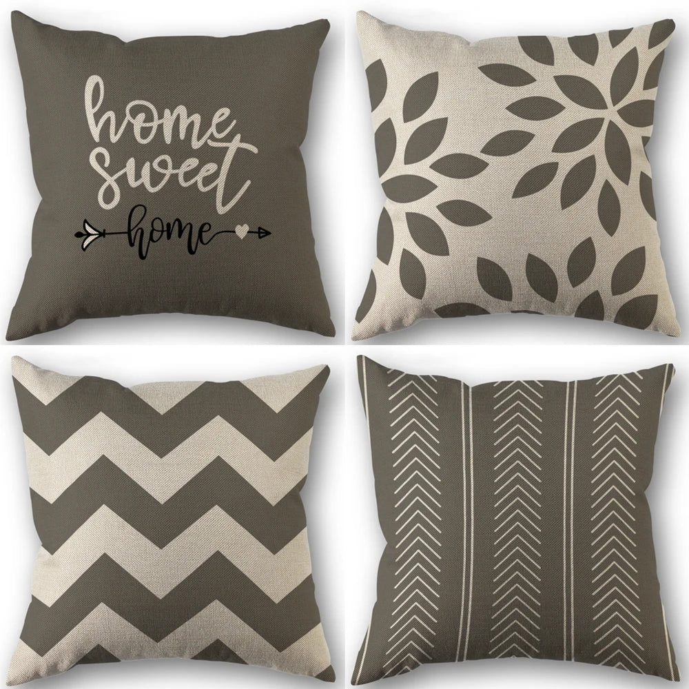 4Pcs Linen Square Cushion Cover,Single-Sided Printed Pillowcase ,Home Decor ,Room Decor,Living Decor,Bedroom Decor