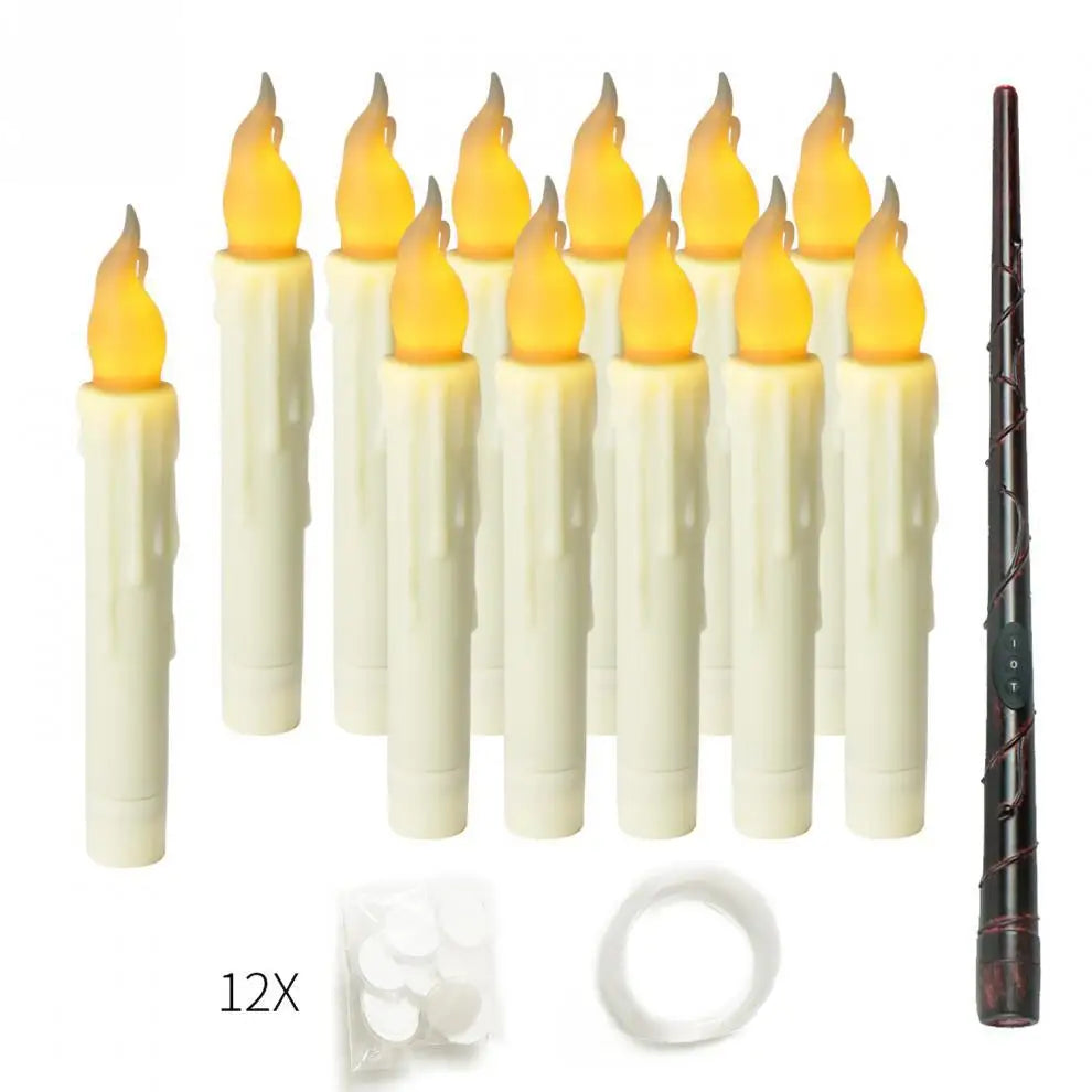 Floating Candles with Magic Wand – 12Pcs Flameless Hanging Candles