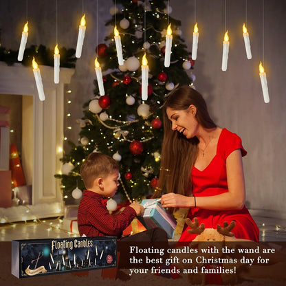 Floating Candles with Magic Wand – 12Pcs Flameless Hanging Candles