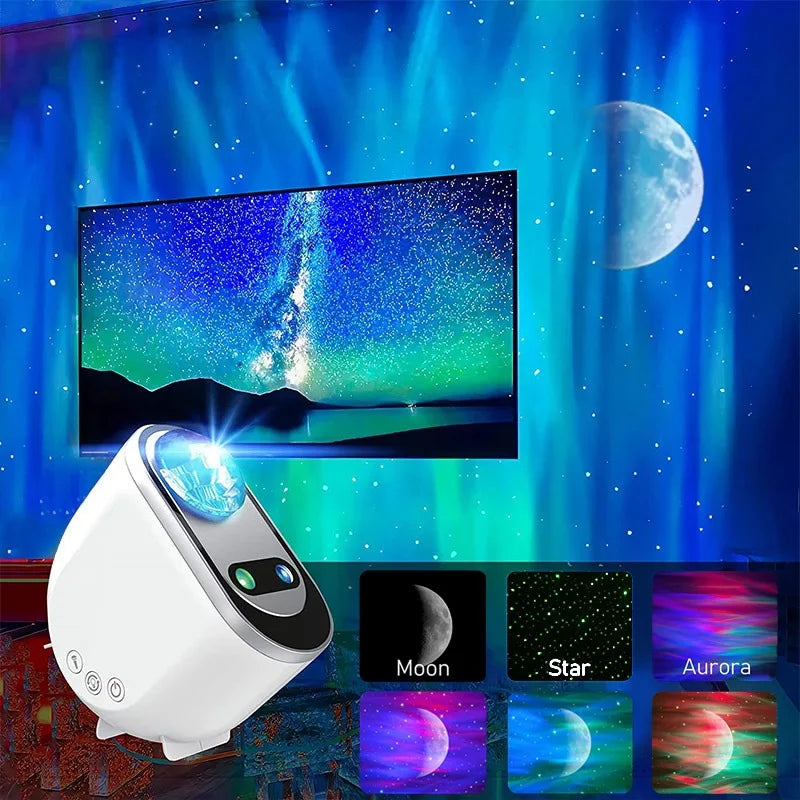 Aurora Borealis Galaxy Projector – LED Star Night Light with Bluetooth & Remote