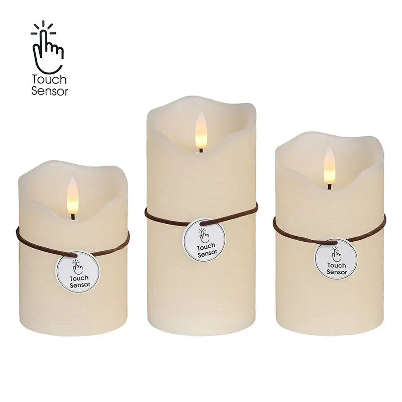 Wonder Fonder Smart Touch Flameless Candles Set of 3 (Ivory, 3"X 4" 5" 6") | Real Wax LED Pillar Candles W/ 6H Timer & 960+ Hr Battery Safe Aesthetic Room Decor, Table Centerpiece, Party & Valentine'S Ambient Decoration Lamp Ambient Night Lamp Lights