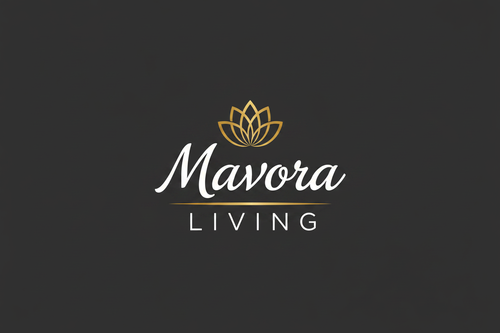 Mavora Living Logo - White and Gold for Dark Header